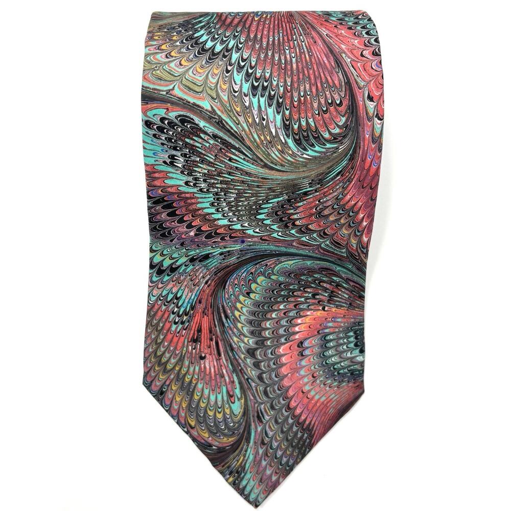 MOTH Tie Silk Colorful Preppy Work Casual Corpcore Abstract Artsy Hand Marbled